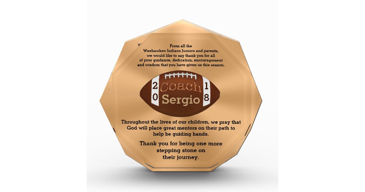 Customize this Amazing Football Coach Award Zazzle