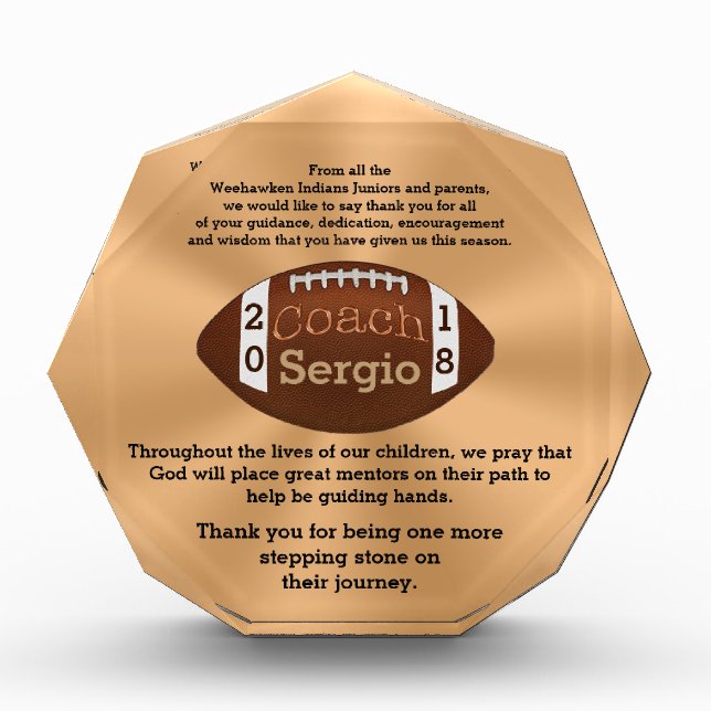 Customize this Amazing Football Coach Award (Front)