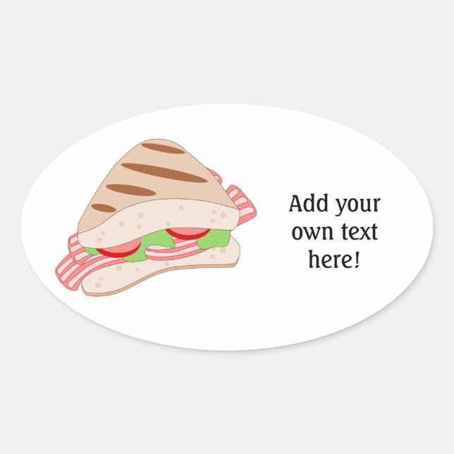 Customize this BLT Sandwich Graphic Oval Sticker (Front)