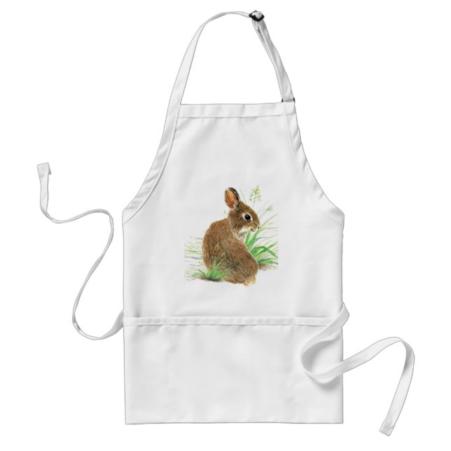Customize this Curious Rabbit, Watercolor Animal Adult Apron (Front)