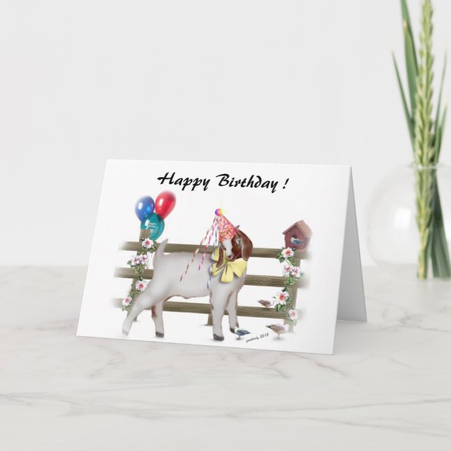 Customize THIS Cute Boer Goat Birthday Card (Front)