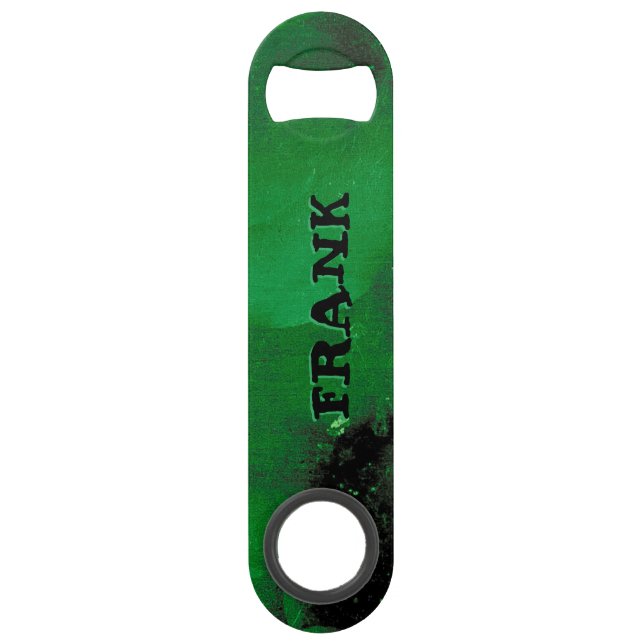 CUSTOMIZE this DEEP GREEN BRUSHED GOLD FOIL image Bar Key (Back)
