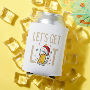 Customize This Design: Let's Get Lit Santa Hat Can Cooler