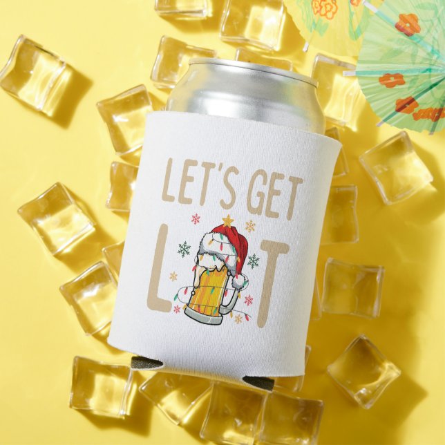 Customize This Design: Let's Get Lit Santa Hat Can Cooler (In Situ Summer)