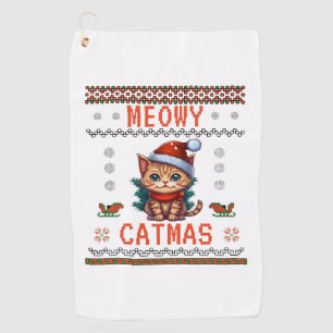 Customize This Design: Meowy Catmas Cat Christmas Golf Towel