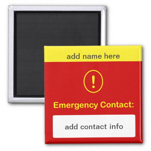 CUSTOMIZE THIS  Emergency Contact Magnet Magnet
