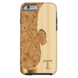 Customize this handsome faux gold and burlwood tough iPhone 6 case