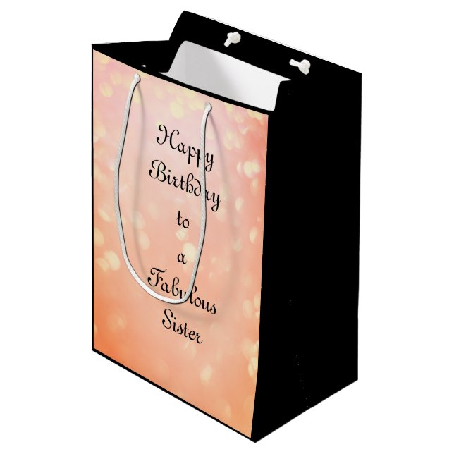 Customize this Happy Birthday Sister Medium Gift Bag (Front Angled)