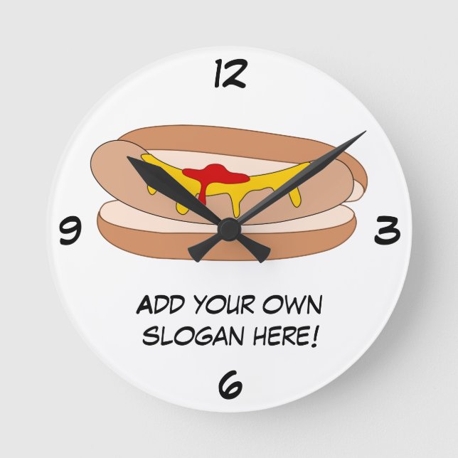 Customize this Hot Dog graphic Round Clock (Front)