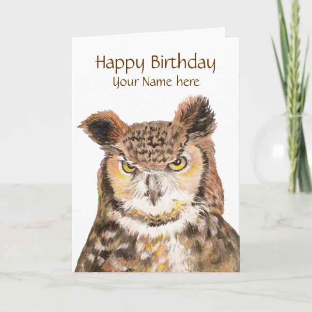 Customize this Insulting Cute Owl Birthday Card (Front)