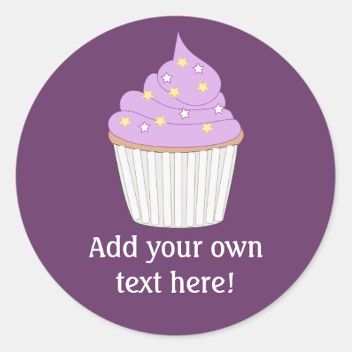 Customize this Lilac Cupcake graphic Classic Round Sticker