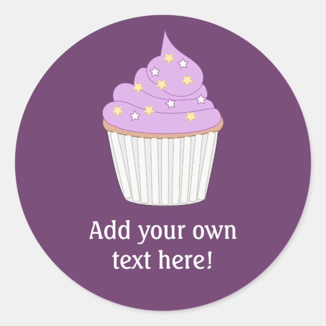 Customize this Lilac Cupcake graphic Classic Round Sticker (Front)