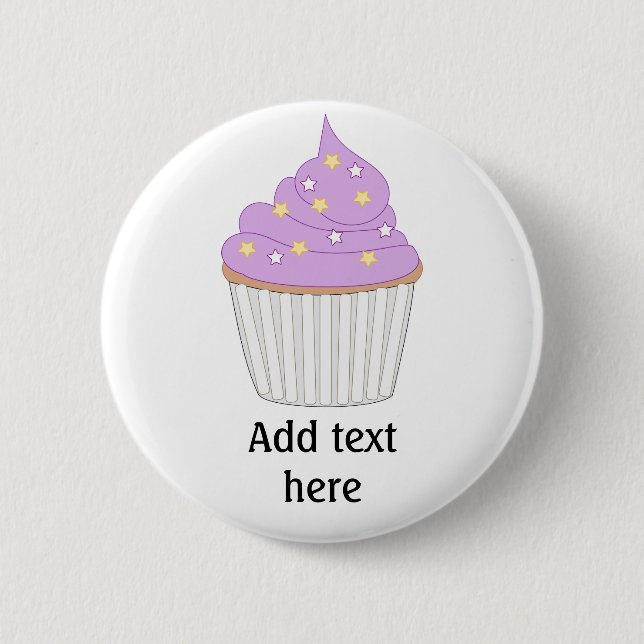 Customize this Lilac Cupcake graphic Pinback Button (Front)
