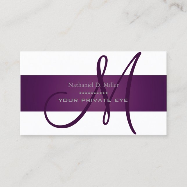 Customize this Plum Monogram/DIY background color Business Card (Front)