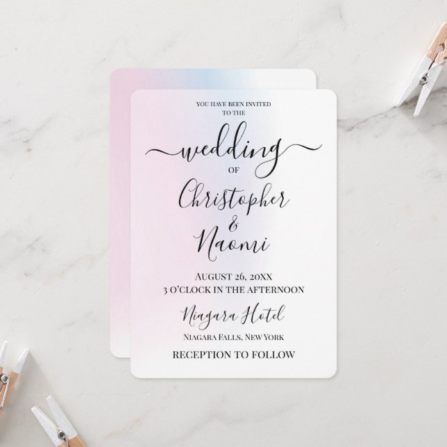 Customize This Subtle Pastels Background Invitation (Front/Back In Situ)
