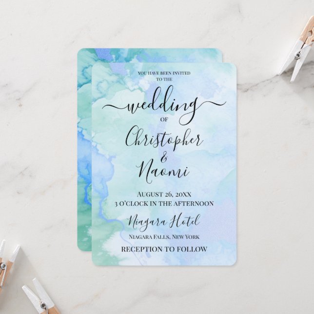 Customize This Watercolor Background Invitation (Front/Back In Situ)