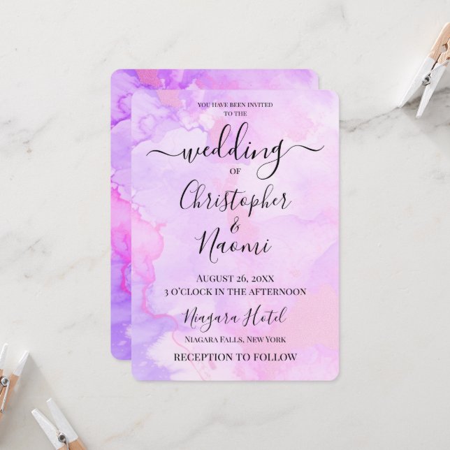 Customize This Watercolor Background Invitation (Front/Back In Situ)