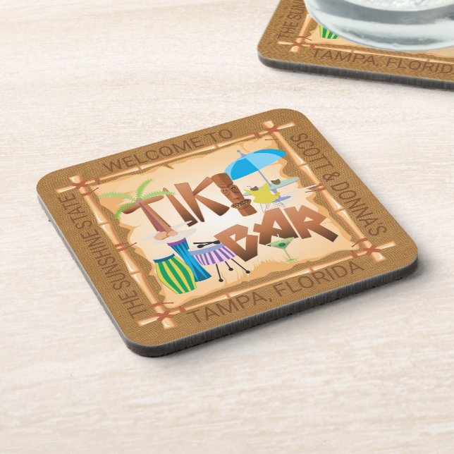 Customize - Tiki Bar Design Beverage Coaster (Left Side)