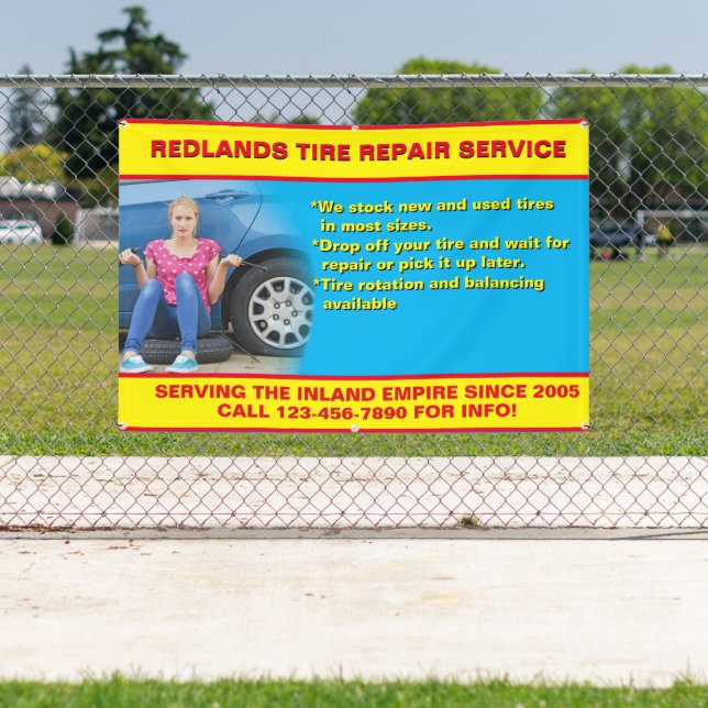 Customize Tire Repair Shop Photo Detailed Text Ban Banner (Insitu)