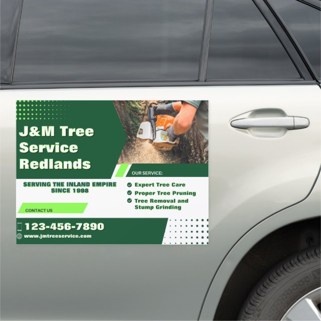 Customize Tree Service Arborist Stump Grinder Truc Car Magnet (In Situ)