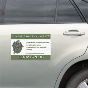 Customize Tree Service Man With Chainsaw Business Car Magnet