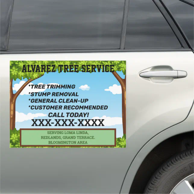 Customize Tree Trimming Service Business Car Magnet | Zazzle