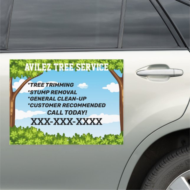 Customize Tree Trimming Service Business  Car Magnet (In Situ)