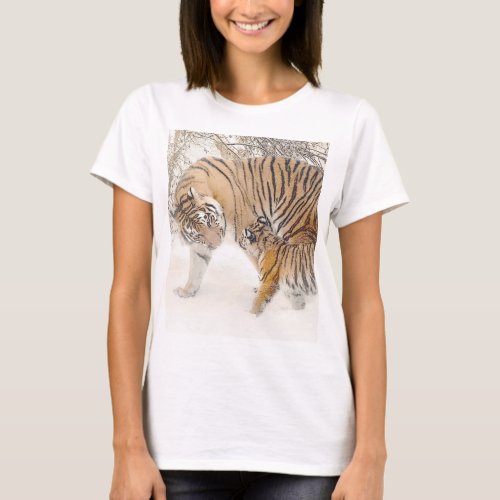 Customize Trendy Modern Elegant Tigers Template T_Shirt