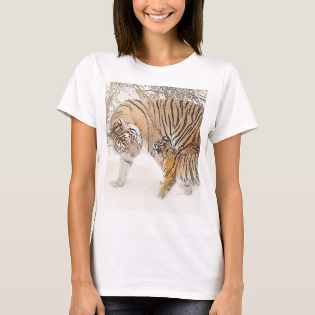 Customize Trendy Modern Elegant Tigers Template T-Shirt (Front)