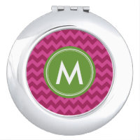 Customize Trendy Purple Chevron Monogram Mirror For Makeup
