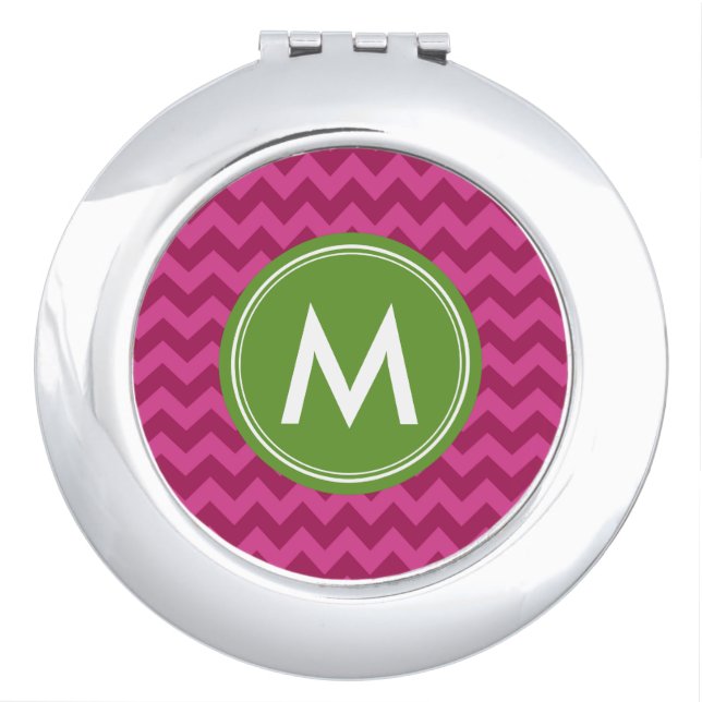 Customize Trendy Purple Chevron Monogram Mirror For Makeup (Front)