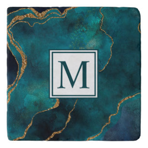 Customize Trivet/Pan Stand - Gold Marble Initial Trivet