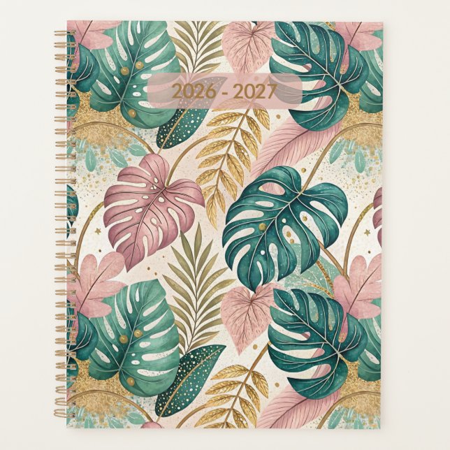 Customize Tropical Monsteras Boho Planner (Front)