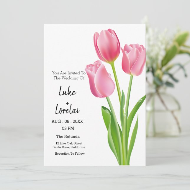 Customize Tulip Elegant Wedding Invitation (Standing Front)