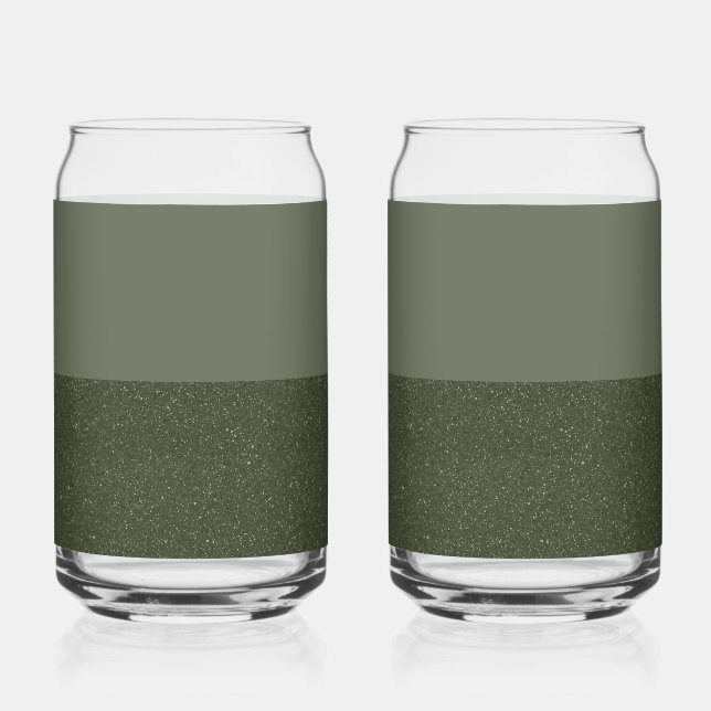 Customize Two-Tone Moss Green Drinkware Set of 2 Can Glass (Front)