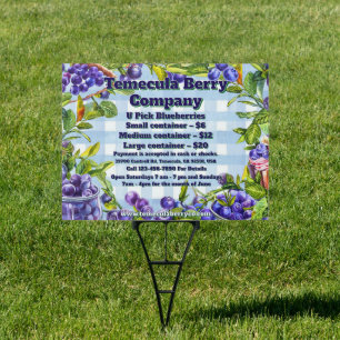 Customize U-Pick Blue Berry Farm Sales Promotion Sign