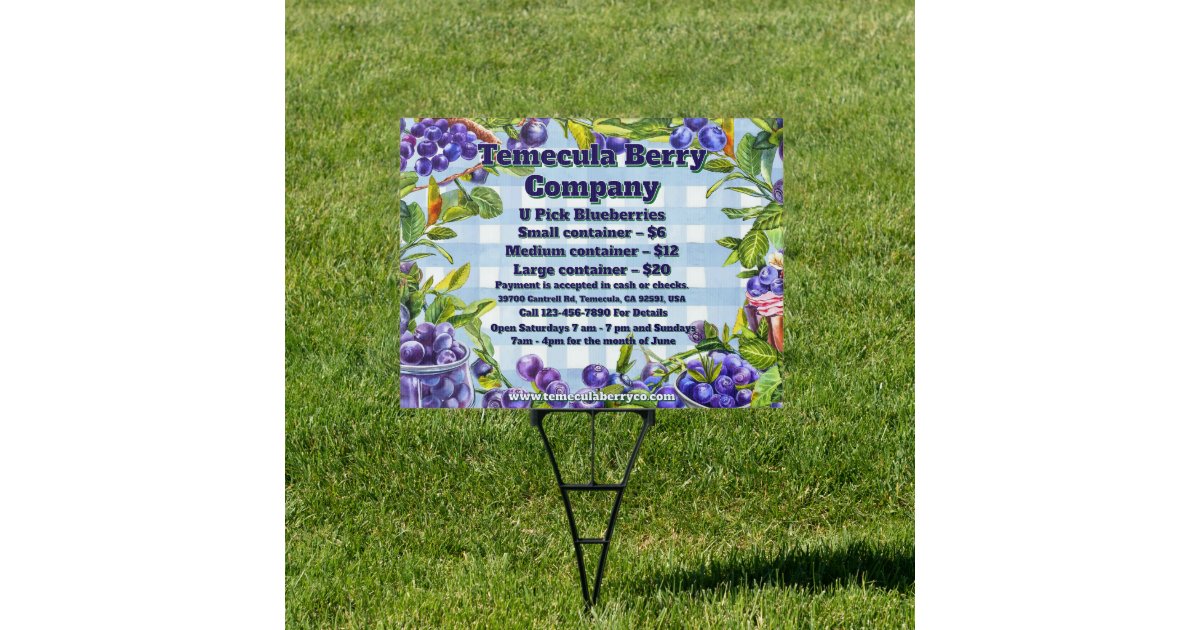 Customize U-Pick Blue Berry Farm Sales Promotion Sign | Zazzle