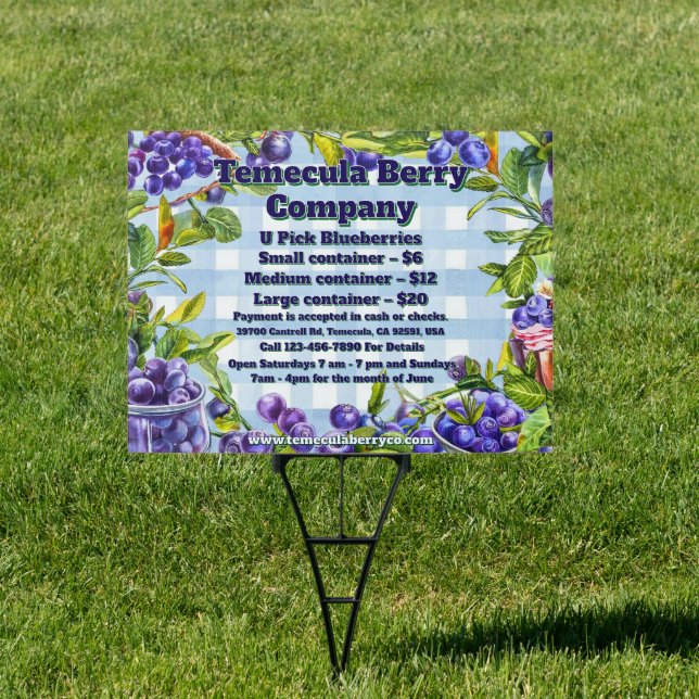 Customize U-Pick Blue Berry Farm Sales Promotion Sign (Insitu)