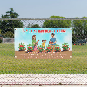 Customize U Pick Strawberries Farm Promo Roadway Banner