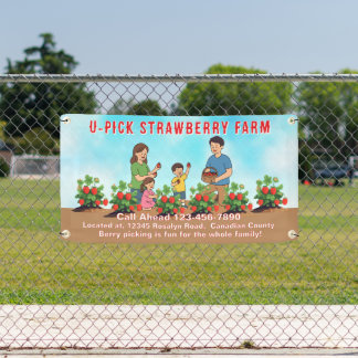 Customize U Pick Strawberries Farm Promo Roadway Banner