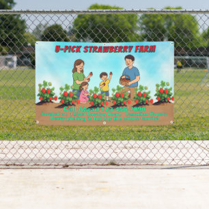 Customize U Pick Strawberries Farm Promo Roadway Banner