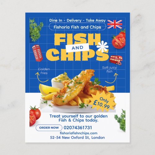 Customize UK Edition Delicious Fish N Chips Mail  Flyer