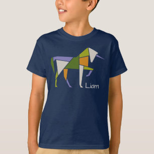 Customize Unicorn Modern Abstract  Tangram Animal T-Shirt