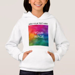 Customize Upload Photo Text Template Kids Girls Hoodie