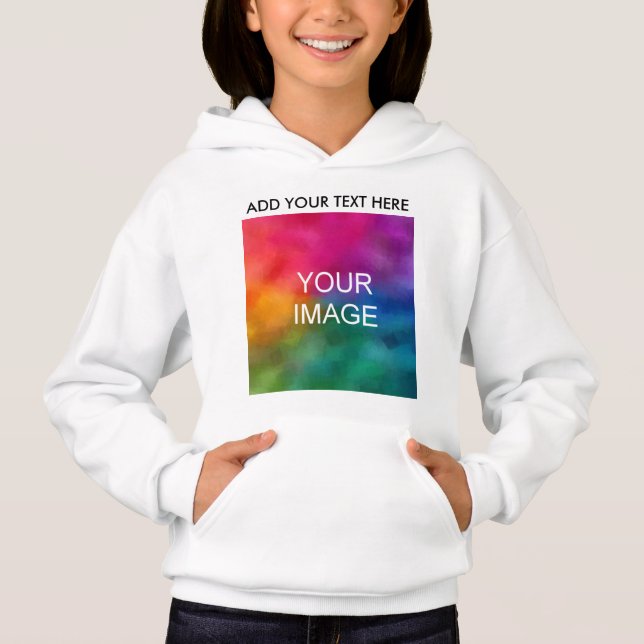 Customize Upload Photo Text Template Kids Girls Hoodie (Front)