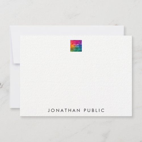 Customize Upload Your Own Logo Here Laid Paper Note Card