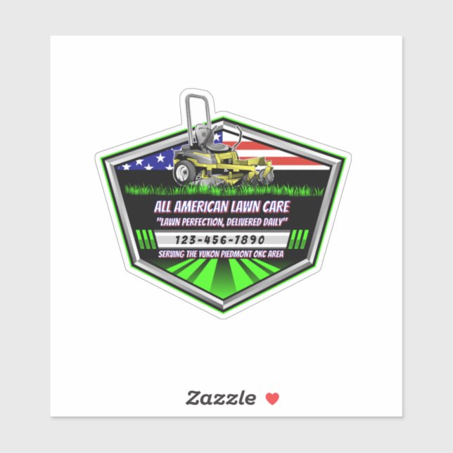 Customize USA Flag Patriotic Lawn Care Service Sticker (Sheet)