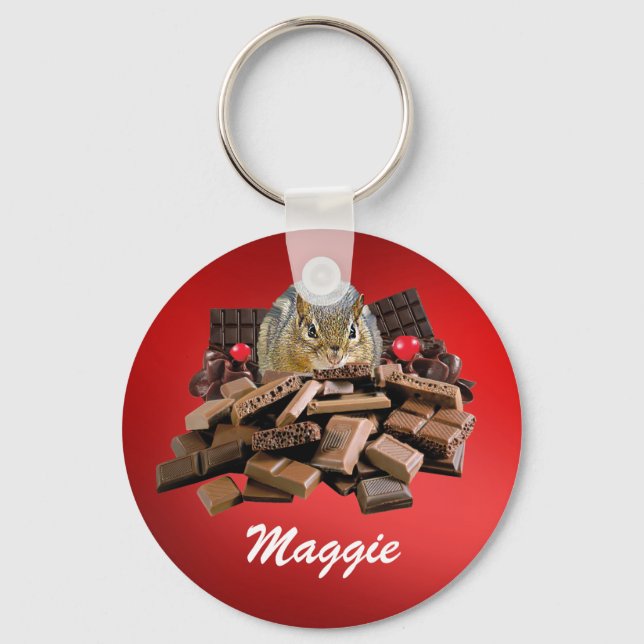 Customize Valentine’s Day Chocolate Chipmunk Keychain (Front)