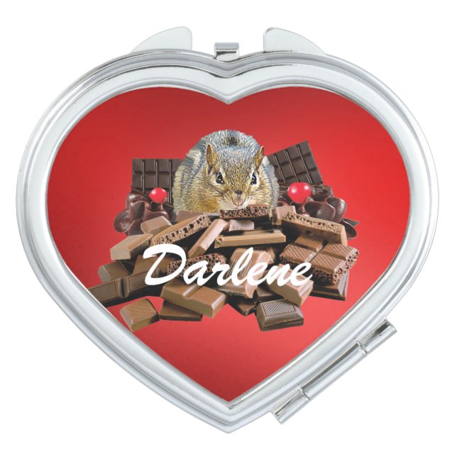Customize Valentine’s Day Chocolate Chipmunk Mirror For Makeup (Front)
