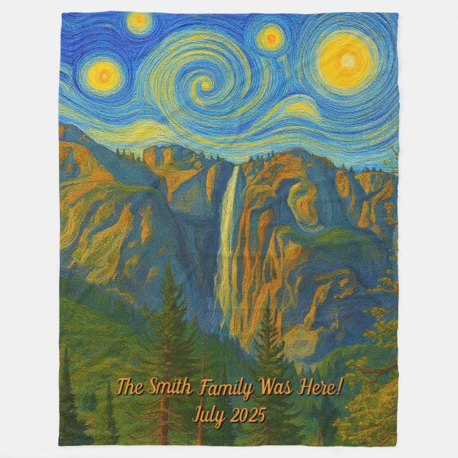 Customize van Gogh Yosemite Valley Family Vacation Fleece Blanket (Front)